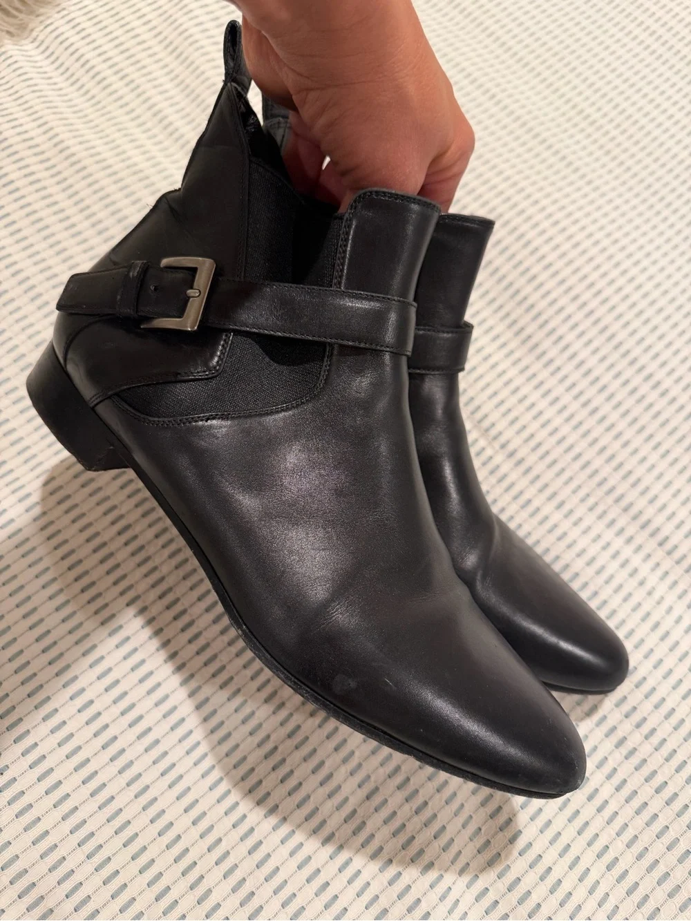 Miu Miu Black Leather Ankle Booties with Side Strap Size 9